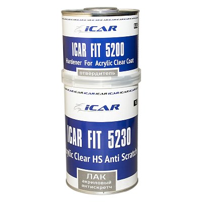 Акриловый бесцветный лак HS ICAR FIT 5230 антискретч 2+1, набор 1л + 0,5л IC-ICF-CLC-HS-5230-1000